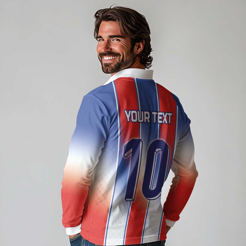 Custom France National Football Long Sleeve Polo Shirt Paris Architecture-Inspired Geometry - Wonder Print Shop