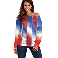 Custom France National Football Off Shoulder Sweater Paris Architecture-Inspired Geometry - Wonder Print Shop