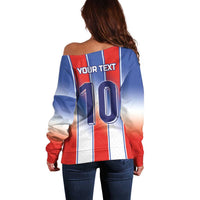 Custom France National Football Off Shoulder Sweater Paris Architecture-Inspired Geometry - Wonder Print Shop