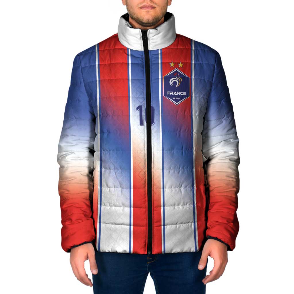 Custom France National Football Padded Jacket Paris Architecture-Inspired Geometry - Wonder Print Shop