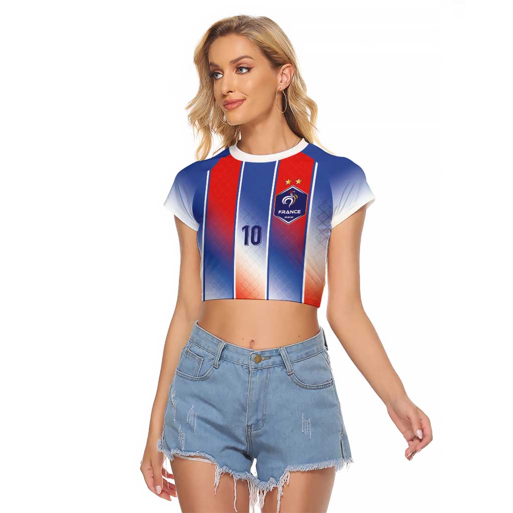 Custom France National Football Raglan Cropped T Shirt Paris Architecture-Inspired Geometry - Wonder Print Shop