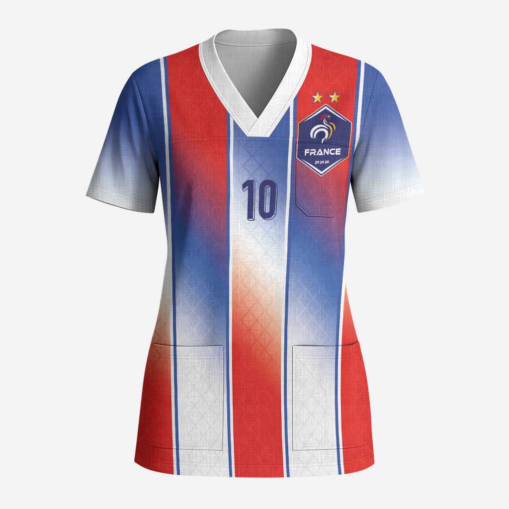 Custom France National Football Scrub Top Paris Architecture-Inspired Geometry - Wonder Print Shop