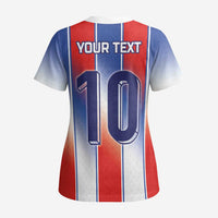 Custom France National Football Scrub Top Paris Architecture-Inspired Geometry - Wonder Print Shop