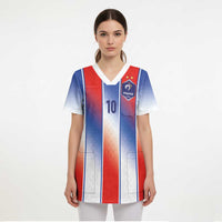 Custom France National Football Scrub Top Paris Architecture-Inspired Geometry - Wonder Print Shop