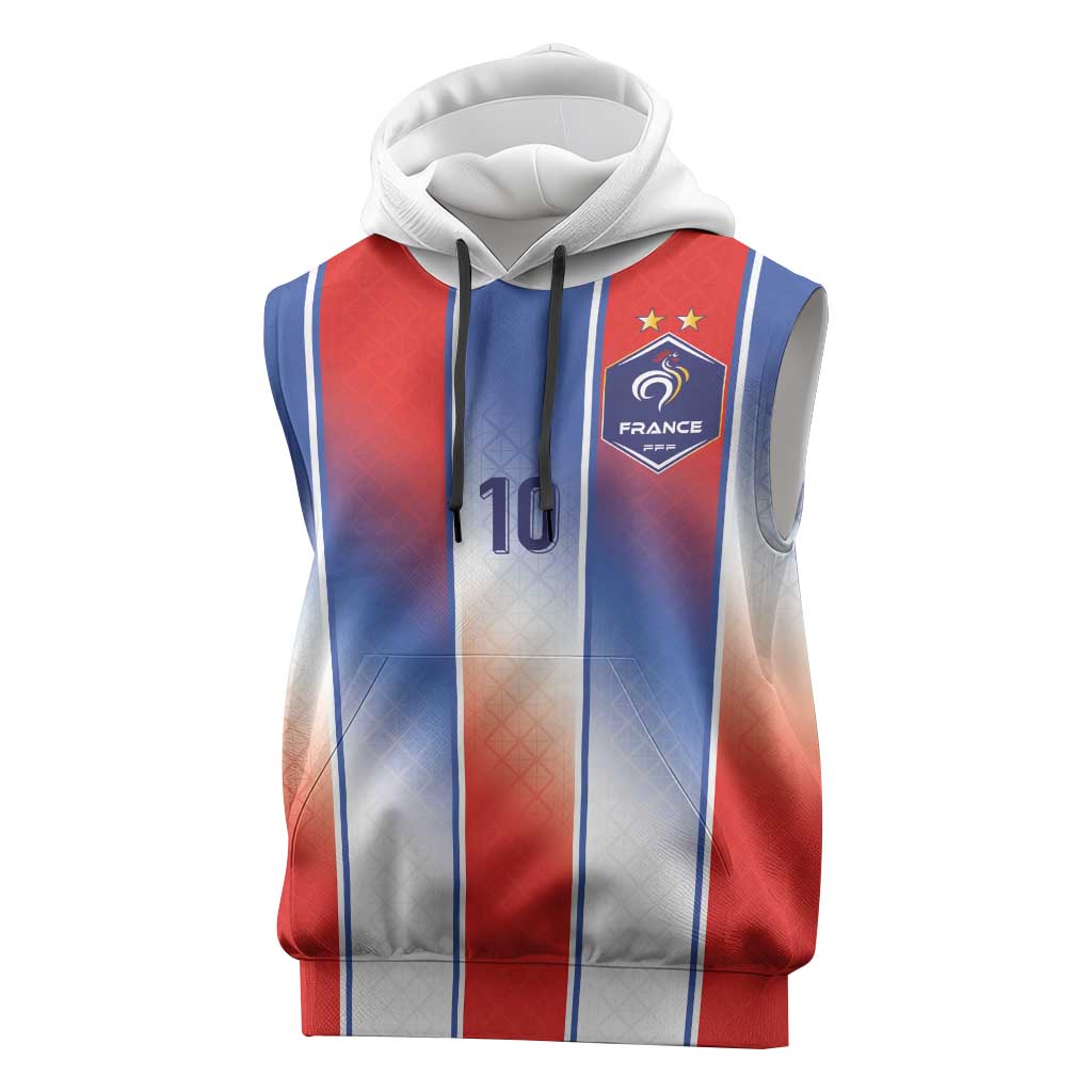 Custom France National Football Sleeveless Hoodie Paris Architecture-Inspired Geometry - Wonder Print Shop