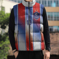 Custom France National Football Sleeveless Puffer Jacket Paris Architecture-Inspired Geometry - Wonder Print Shop