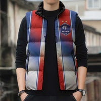 Custom France National Football Sleeveless Puffer Jacket Paris Architecture-Inspired Geometry - Wonder Print Shop