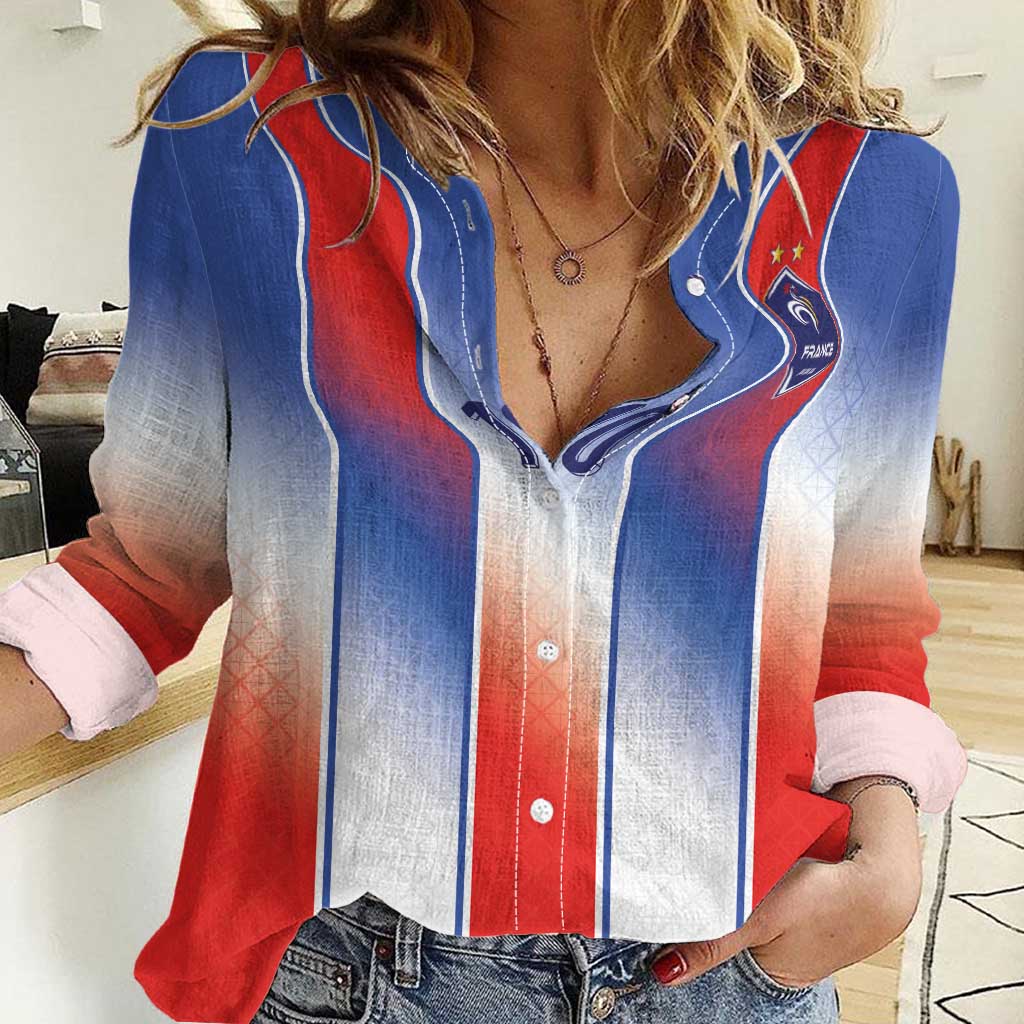 Custom France National Football Women Casual Shirt Paris Architecture-Inspired Geometry - Wonder Print Shop