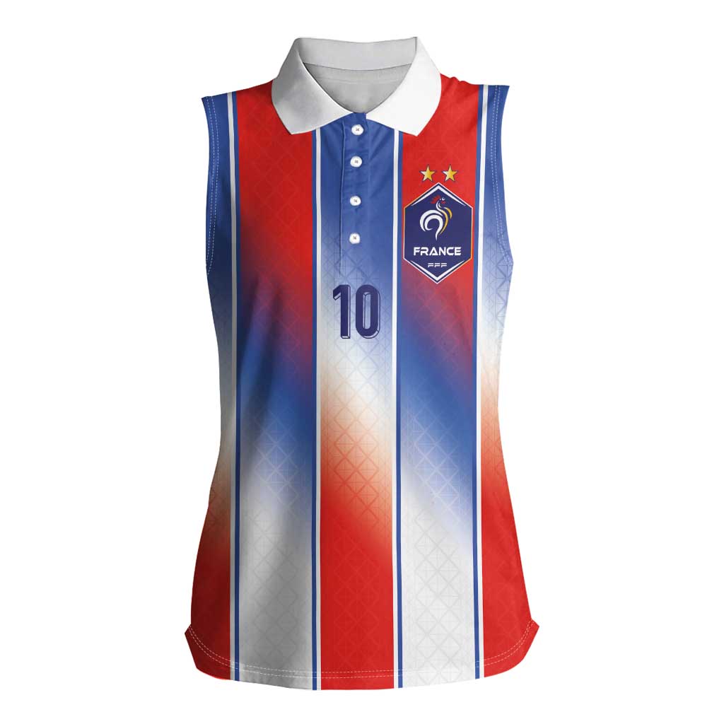 Custom France National Football Women Sleeveless Polo Shirt Paris Architecture-Inspired Geometry - Wonder Print Shop