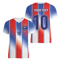 Custom France National Football Women V-Neck T-Shirt Paris Architecture-Inspired Geometry - Wonder Print Shop