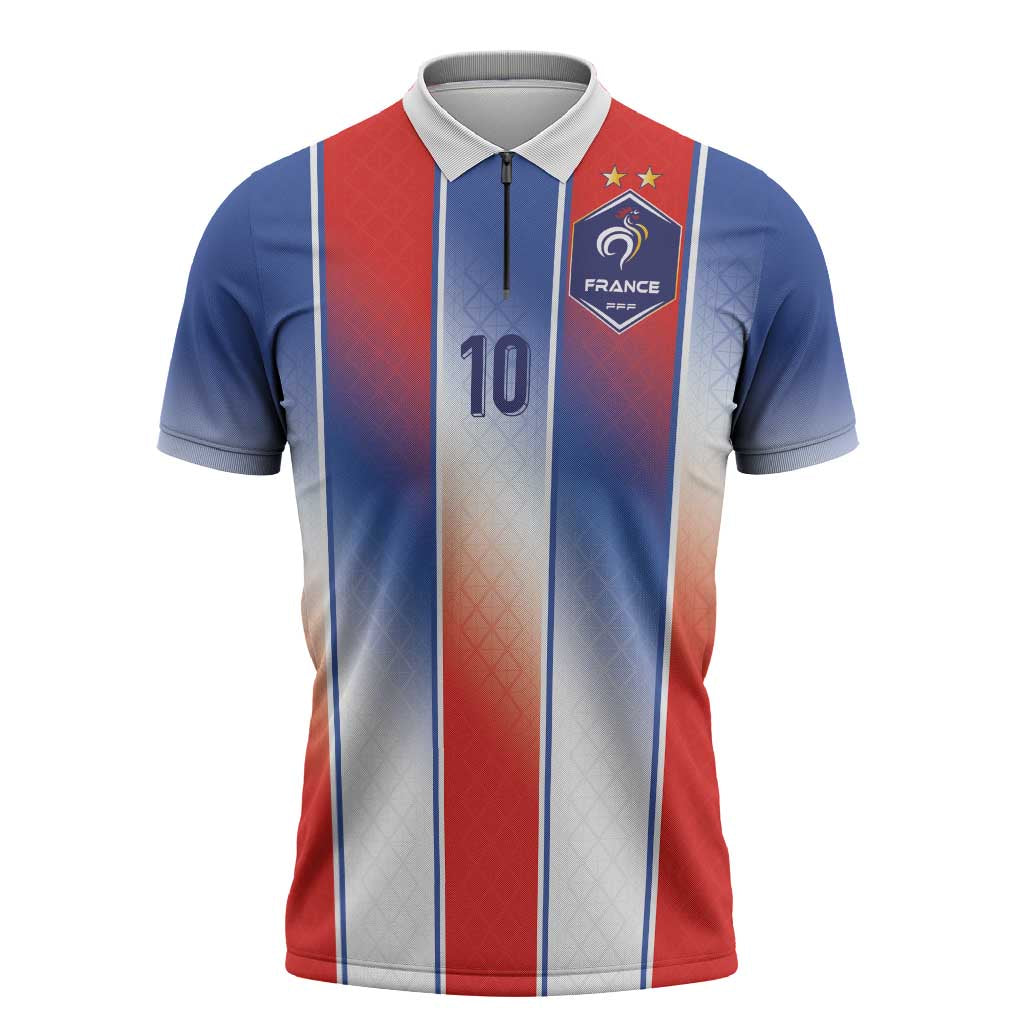 Custom France National Football Zipper Polo Shirt Paris Architecture-Inspired Geometry - Wonder Print Shop