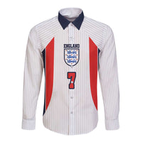 Custom England National Football Long Sleeve Button Shirt Retro Style-Inspired 1998 - Wonder Print Shop
