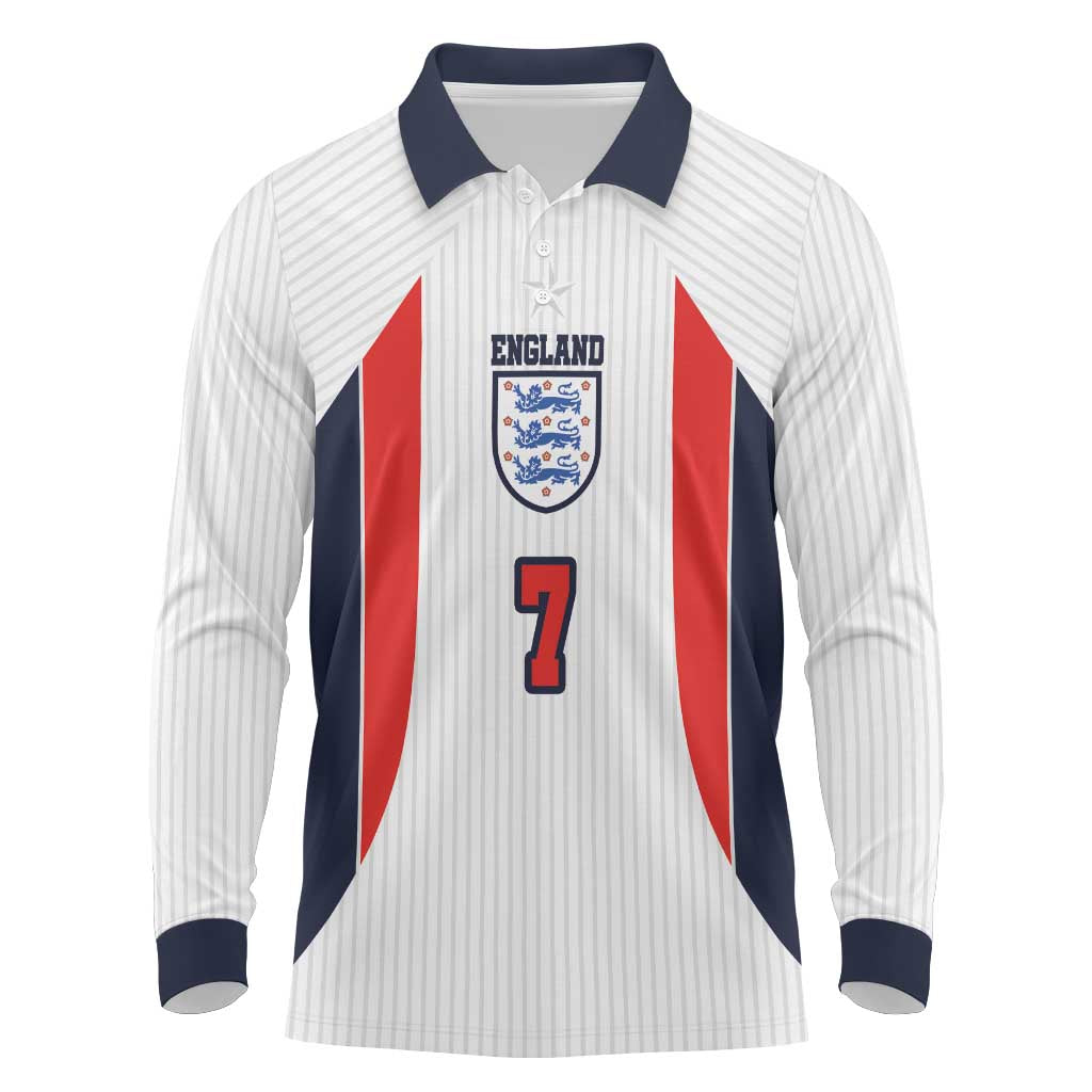Custom England National Football Long Sleeve Polo Shirt Retro Style-Inspired 1998 - Wonder Print Shop