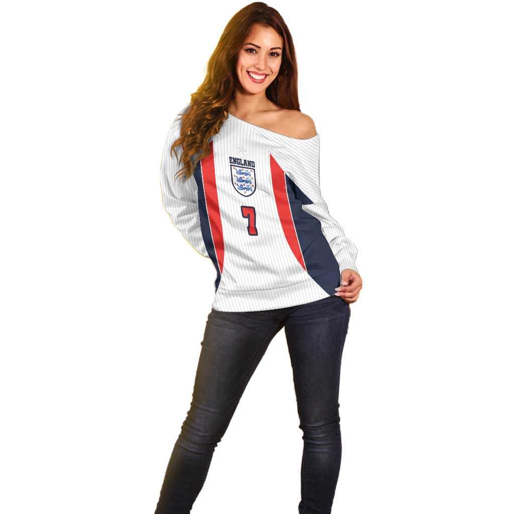 Custom England National Football Off Shoulder Sweater Retro Style-Inspired 1998 - Wonder Print Shop