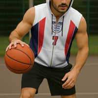 Custom England National Football Sleeveless Zip Hoodie Retro Style-Inspired 1998 - Wonder Print Shop