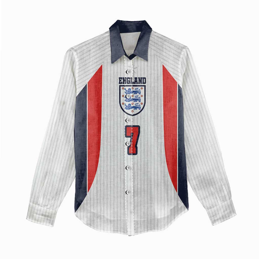 Custom England National Football Women Casual Shirt Retro Style-Inspired 1998 - Wonder Print Shop