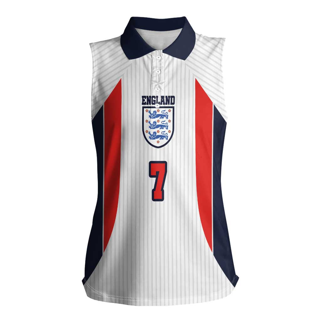 Custom England National Football Women Sleeveless Polo Shirt Retro Style-Inspired 1998 - Wonder Print Shop