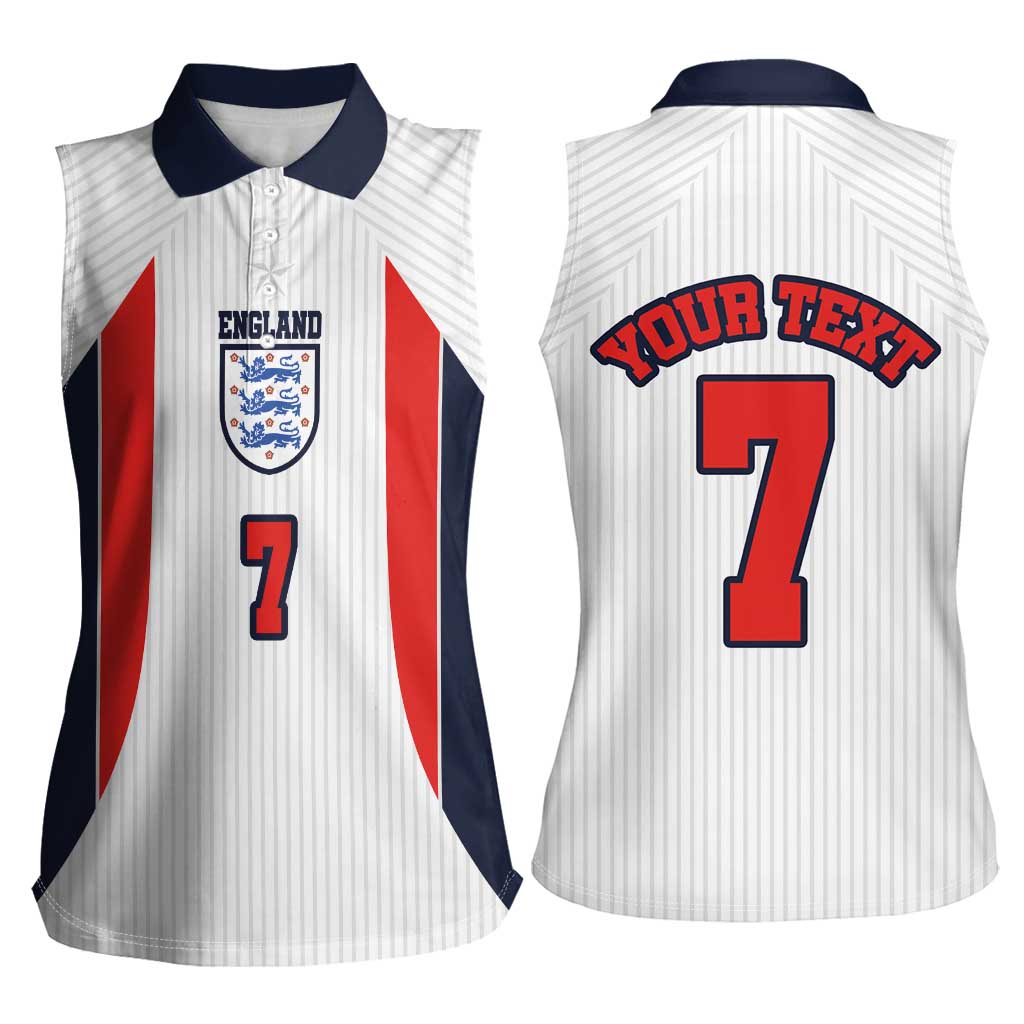 Custom England National Football Women Sleeveless Polo Shirt Retro Style-Inspired 1998 - Wonder Print Shop