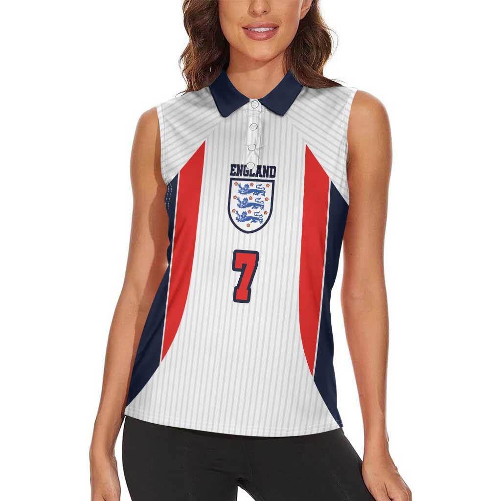 Custom England National Football Women Sleeveless Polo Shirt Retro Style-Inspired 1998 - Wonder Print Shop