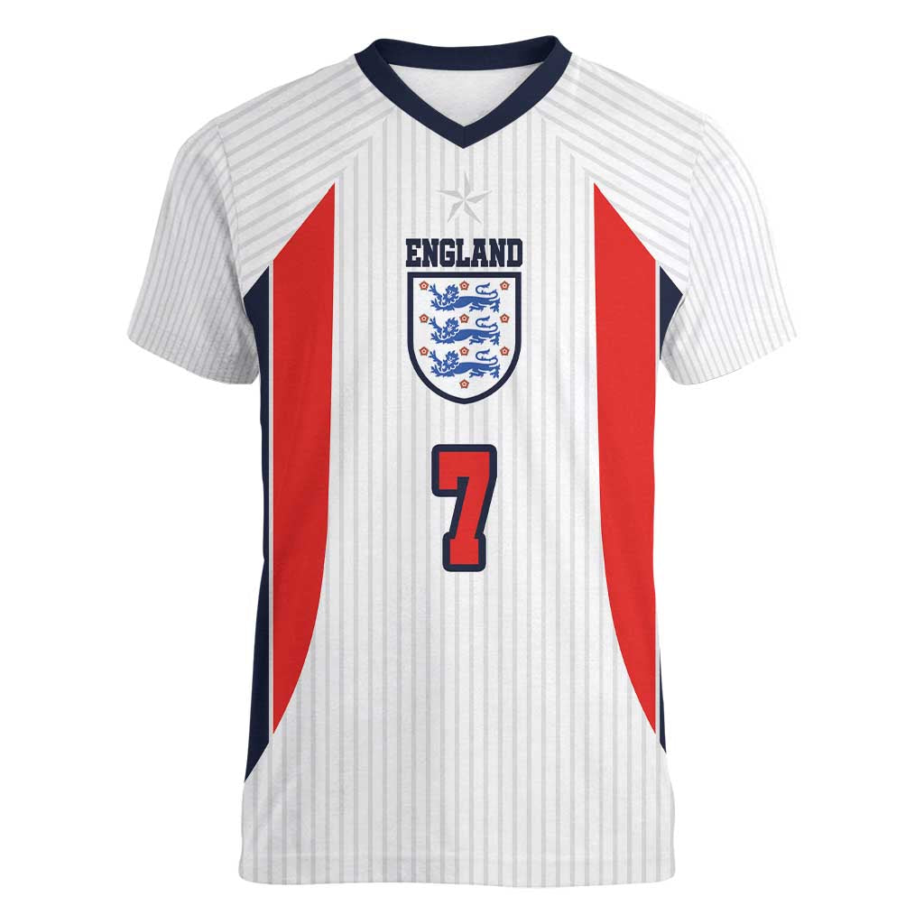 Custom England National Football Women V-Neck T-Shirt Retro Style-Inspired 1998 - Wonder Print Shop