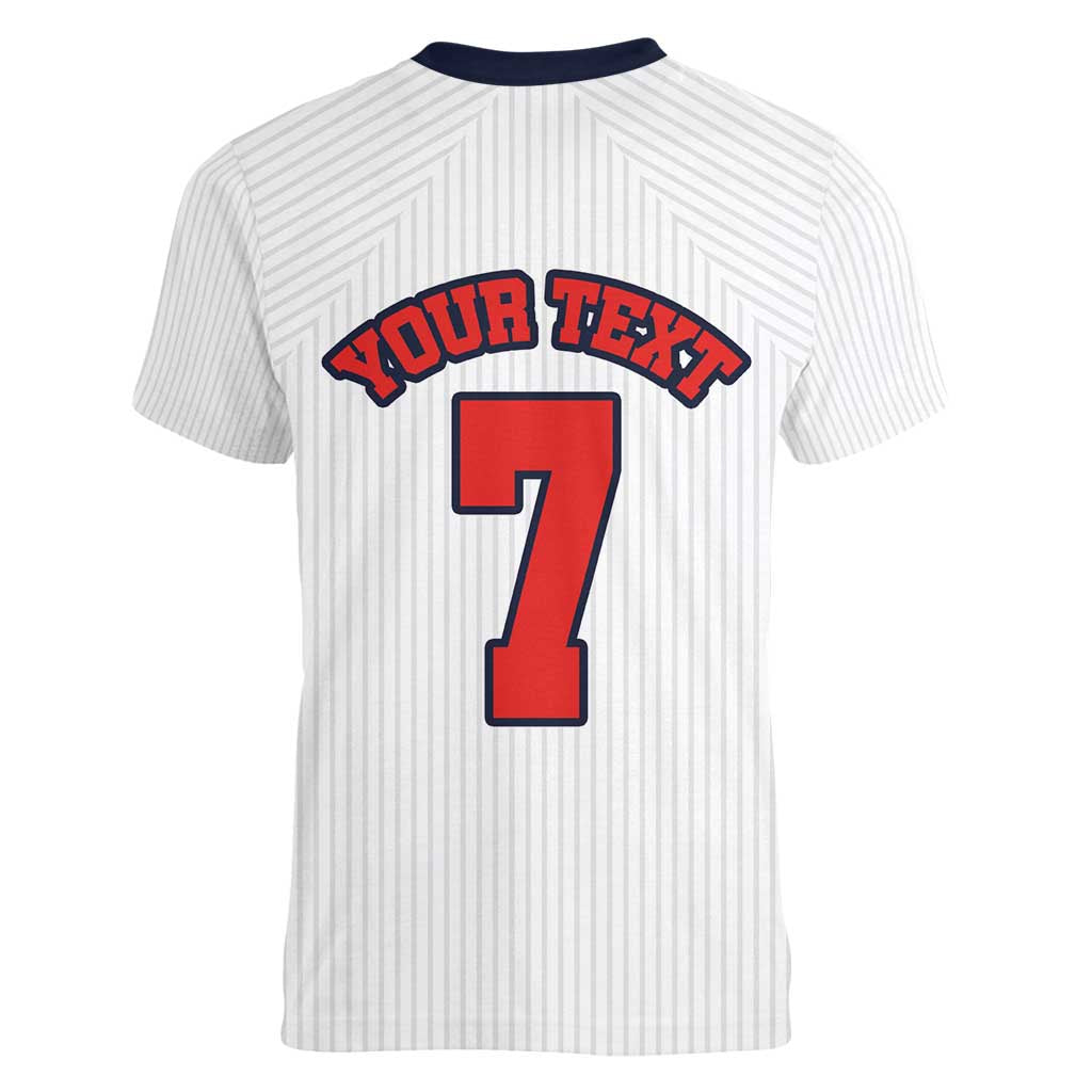 Custom England National Football Women V-Neck T-Shirt Retro Style-Inspired 1998 - Wonder Print Shop