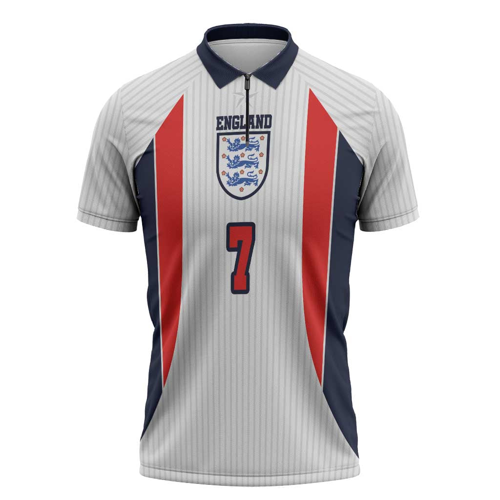 Custom England National Football Zipper Polo Shirt Retro Style-Inspired 1998 - Wonder Print Shop