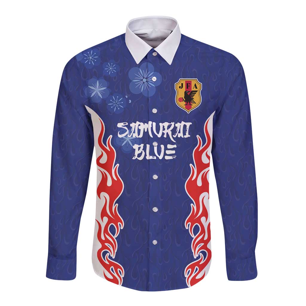 Custom Japan National Football Long Sleeve Button Shirt Retro Style-Inspired 1998 - Wonder Print Shop