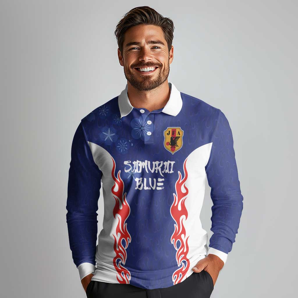 Custom Japan National Football Long Sleeve Polo Shirt Retro Style-Inspired 1998 - Wonder Print Shop
