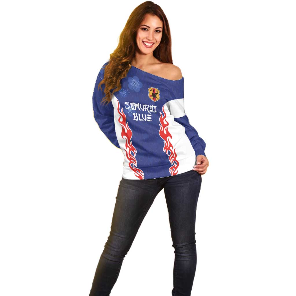 Custom Japan National Football Off Shoulder Sweater Retro Style-Inspired 1998 - Wonder Print Shop