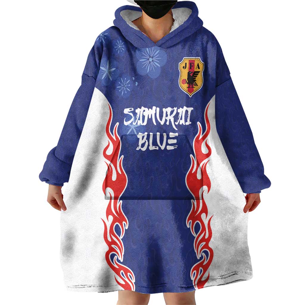 Custom Japan National Football Wearable Blanket Hoodie Retro Style-Inspired 1998 - Wonder Print Shop