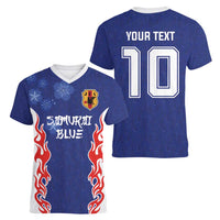 Custom Japan National Football Women V-Neck T-Shirt Retro Style-Inspired 1998 - Wonder Print Shop