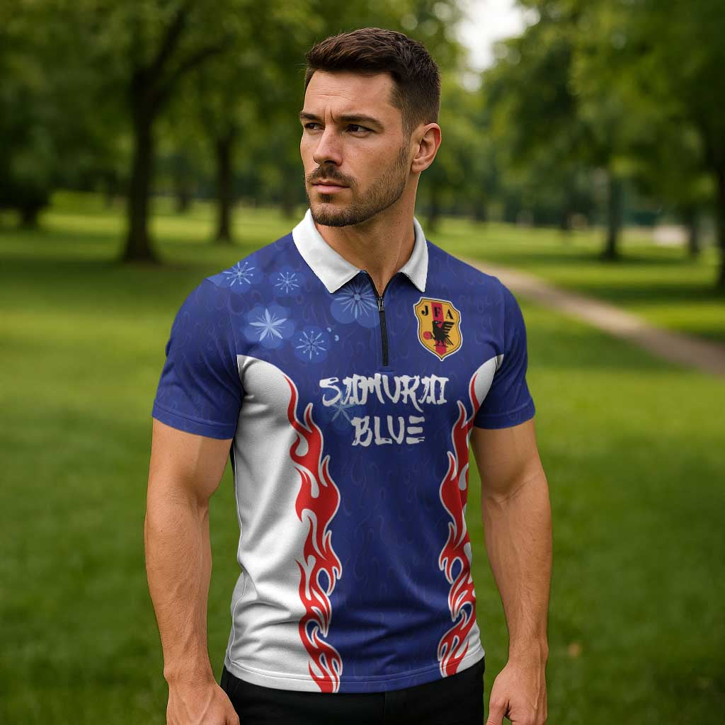 Custom Japan National Football Zipper Polo Shirt Retro Style-Inspired 1998 - Wonder Print Shop