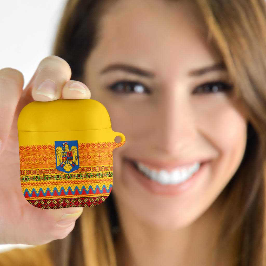 Romania Merry Christmas AirPods Case Romania Emblem Traditional Folk Art - Wonder Print Shop
