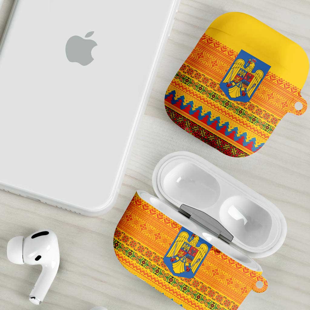 Romania Merry Christmas AirPods Case Romania Emblem Traditional Folk Art - Wonder Print Shop