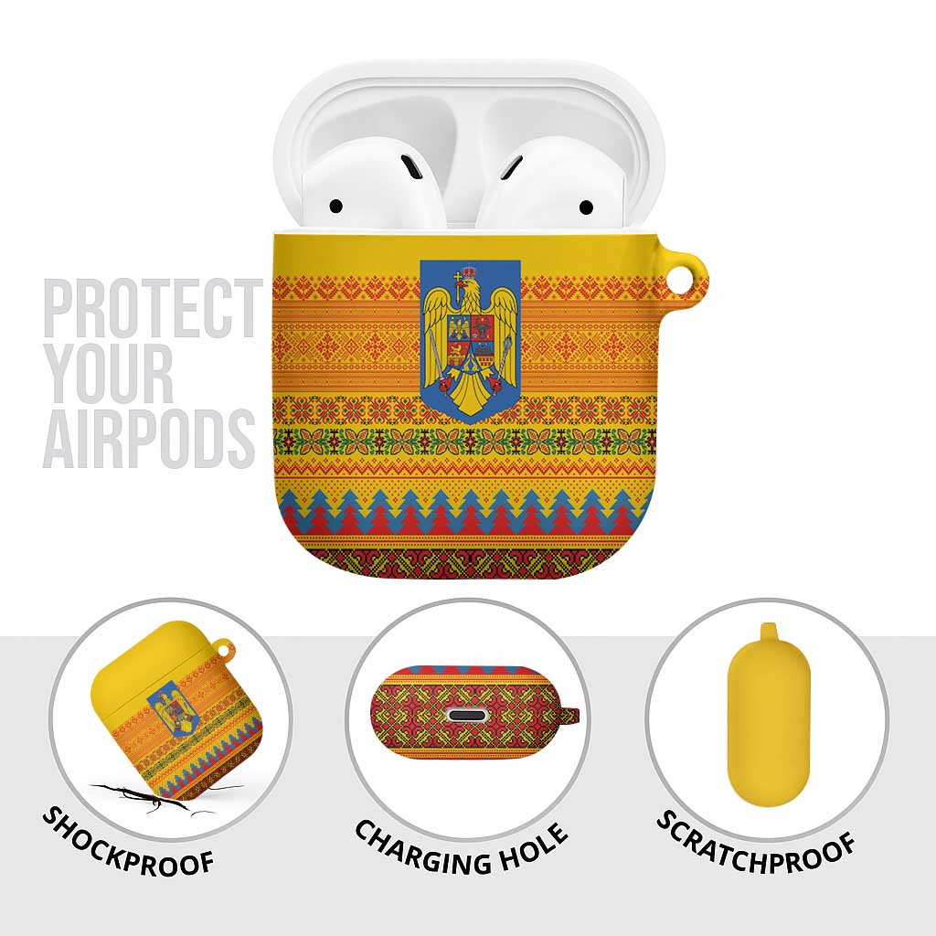 Romania Merry Christmas AirPods Case Romania Emblem Traditional Folk Art - Wonder Print Shop