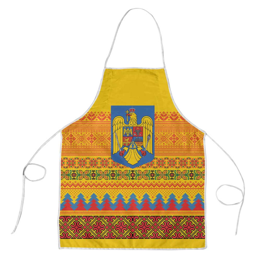 Romania Merry Christmas Apron Romania Emblem Traditional Folk Art - Wonder Print Shop