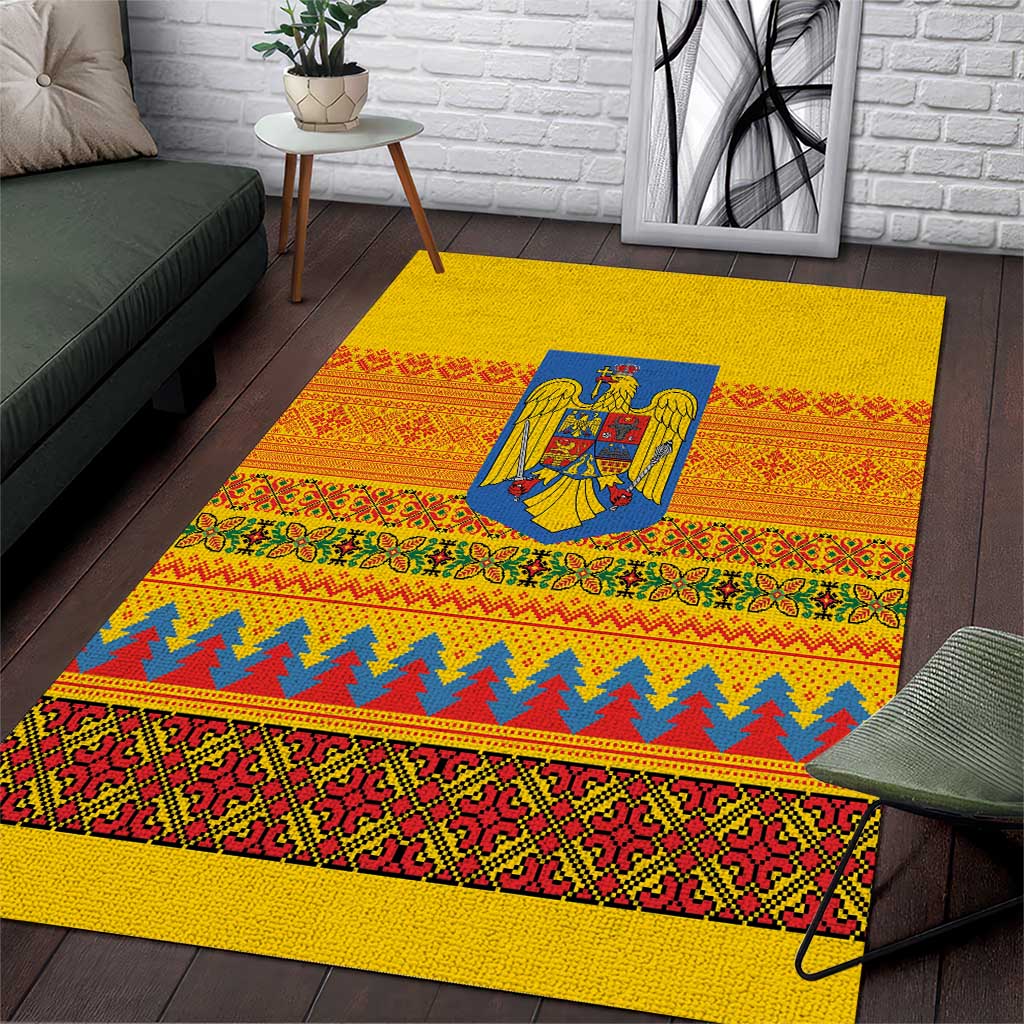 Romania Merry Christmas Area Rug Romania Emblem Traditional Folk Art - Wonder Print Shop
