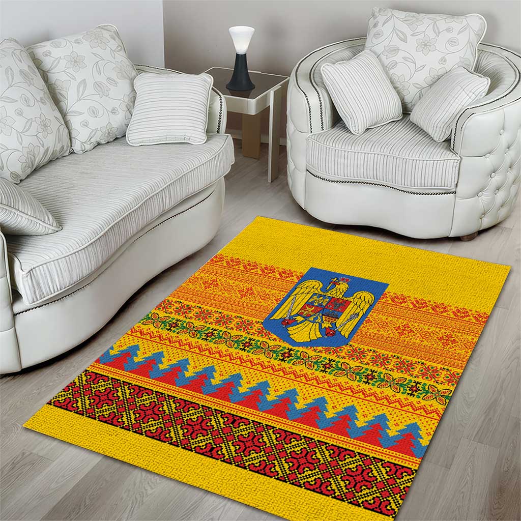 Romania Merry Christmas Area Rug Romania Emblem Traditional Folk Art - Wonder Print Shop
