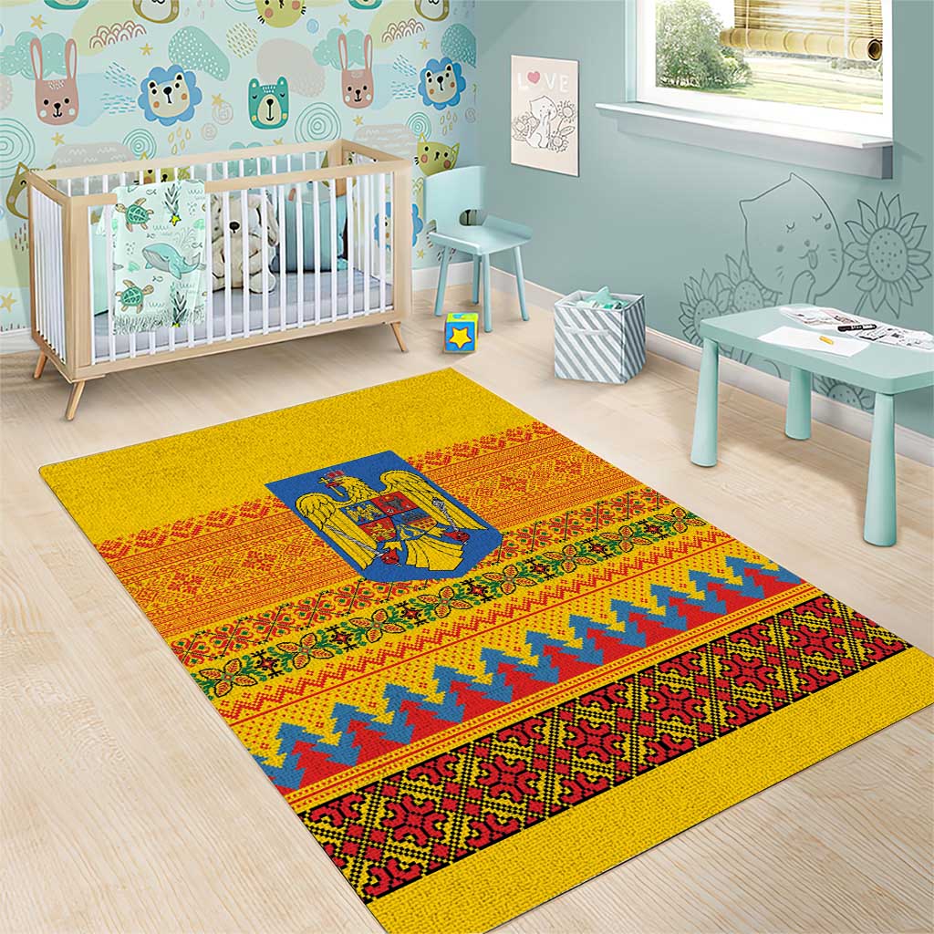 Romania Merry Christmas Area Rug Romania Emblem Traditional Folk Art - Wonder Print Shop