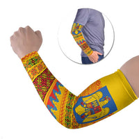 Romania Merry Christmas Arm Sleeves Romania Emblem Traditional Folk Art - Wonder Print Shop