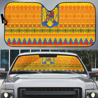 Romania Merry Christmas Auto Sun Shade Romania Emblem Traditional Folk Art - Wonder Print Shop