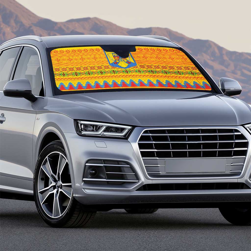 Romania Merry Christmas Auto Sun Shade Romania Emblem Traditional Folk Art - Wonder Print Shop