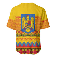 Romania Merry Christmas Baseball Jersey Romania Emblem Traditional Folk Art - Wonder Print Shop
