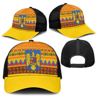 Romania Merry Christmas Baseball Net Cap Romania Emblem Traditional Folk Art - Wonder Print Shop