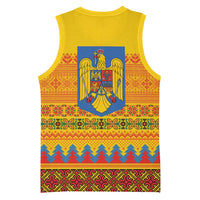 Romania Merry Christmas Basketball Jersey Romania Emblem Traditional Folk Art - Wonder Print Shop