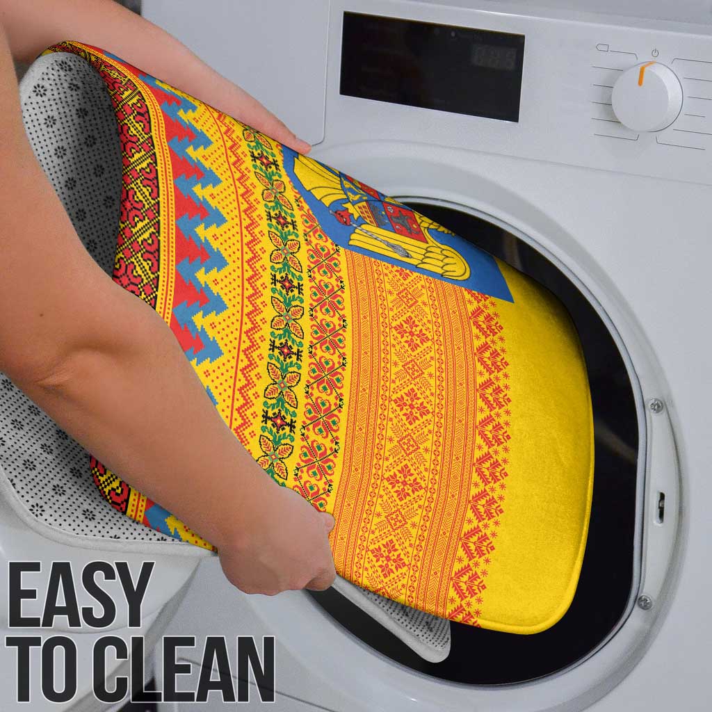 Romania Merry Christmas Bathroom Set Romania Emblem Traditional Folk Art - Wonder Print Shop