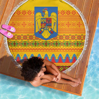 Romania Merry Christmas Beach Blanket Romania Emblem Traditional Folk Art - Wonder Print Shop
