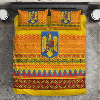 Romania Merry Christmas Bedding Set Romania Emblem Traditional Folk Art - Wonder Print Shop