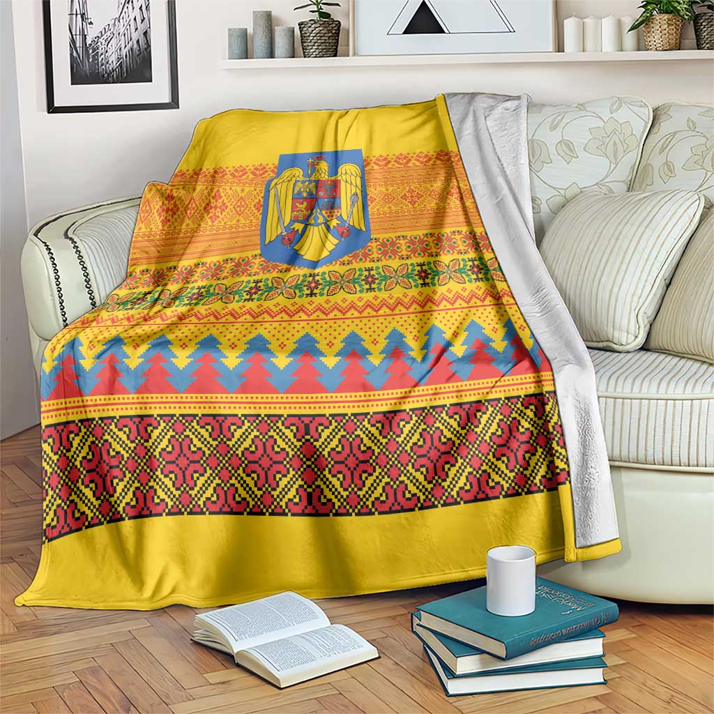 Romania Merry Christmas Blanket Romania Emblem Traditional Folk Art - Wonder Print Shop