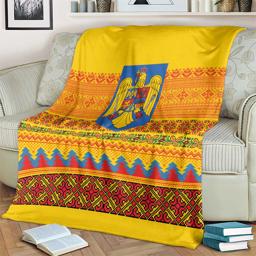 Romania Merry Christmas Blanket Romania Emblem Traditional Folk Art - Wonder Print Shop